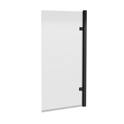 Balterley Hinged Modern Straight 8mm Toughened Safety Glass Reversible Shower Bath ScreenBlack from B&Q