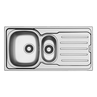 B&Q -  1.5 Bowl Stainless Steel Kitchen Sink With Drainer1000 X 500mm