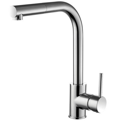 Balterley Contemporary Pull Out Single Lever Kitchen Mixer Tap With Rounded Swivel Spout & Brushed Nickel Finish from B&Q
