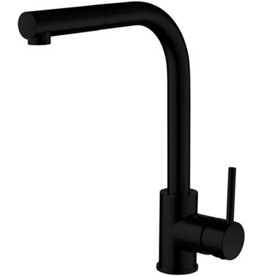Balterley Black Contemporary Pull Out Single Lever Kitchen Mixer Tap,