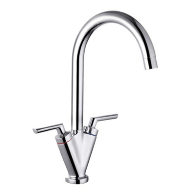 Balterley Contemporary Pull Out Dual Lever Kitchen Mixer Tap With Rounded Swivel Spout & Chrome Finish from B&Q