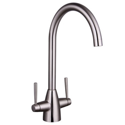 Balterley Contemporary Dual Handle Kitchen Mixer Tap, Brushed Nickel