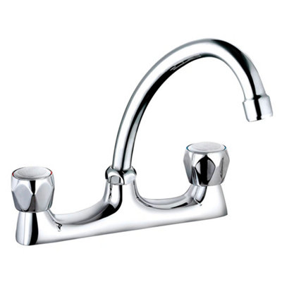 Balterley Contemporary Dual Handle Deck Mounted Sink Mixer Tap With Rounded Swivel Spout & Chrome Finish from B&Q