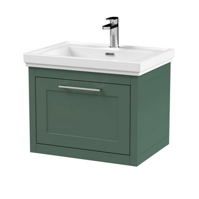 Balterley Blithbury Traditional Bathroom Wall Hung 1 Drawer Vanity Unit And 1 Tap Hole Fireclay Basin600mmMatt Green from B&Q