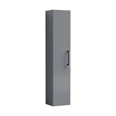 Balterley Level Modern Bathroom 1 Soft Close Door Wall Hung Tall Storage UnitCompact & DurableSatin Grey300 mm