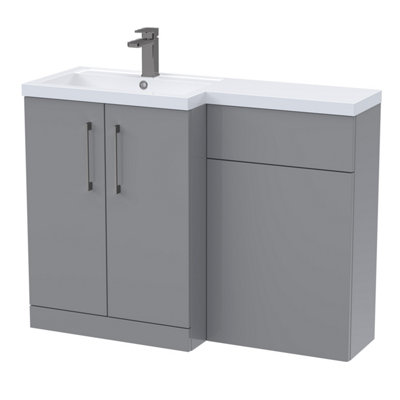 Balterley Left-Hand Bathroom Vanity And Wc Unit Combination With Basin1100mmSatin Grey With Brushed Pewter Handles from B&Q