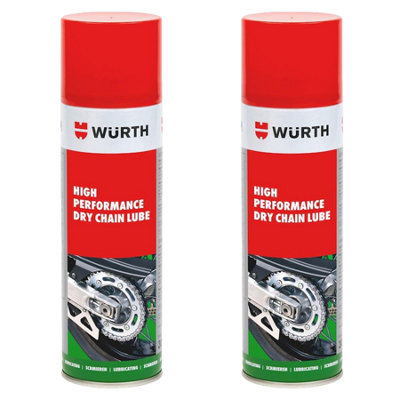 Würth Wurth High-Performance Motorcycle Dry Chain Spray Transparent Adhesive Corrosion Resistant 2X500Ml from B&Q
