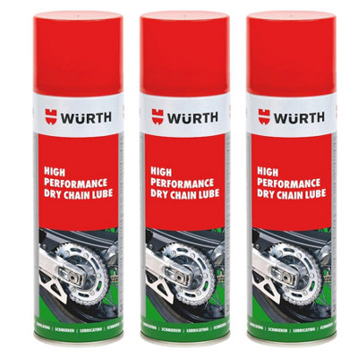Würth Wurth High-Performance Motorcycle Dry Chain Spray Transparent Adhesive Corrosion Resistant 3X500Ml from B&Q