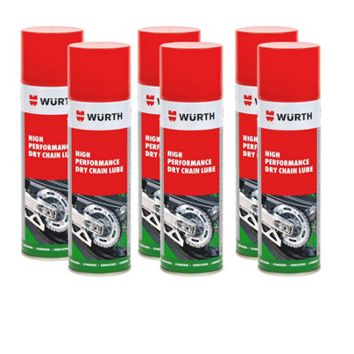Würth Wurth High-Performance Motorcycle Dry Chain Spray Transparent Adhesive Corrosion Resistant 6X500Ml from B&Q
