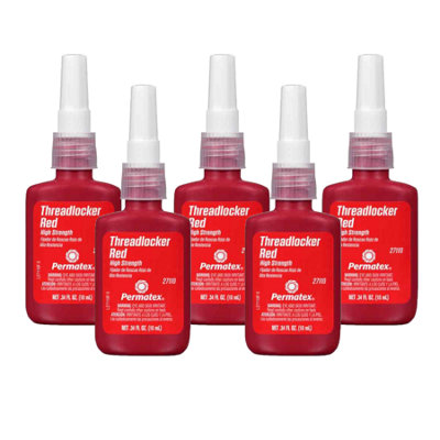 Permatex Threadlock High Strength Fast Acting Nut & Bolt Thread Lock Sealant 5X10ml Red