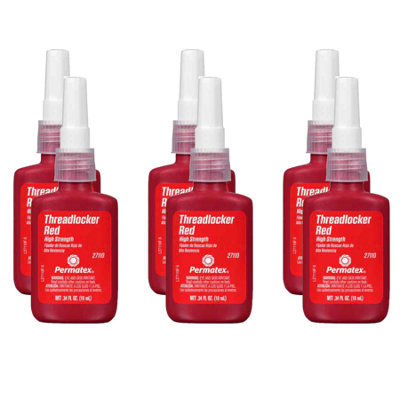 Permatex Threadlock High Strength Fast Acting Nut & Bolt Thread Lock Sealant 6X10ml Red