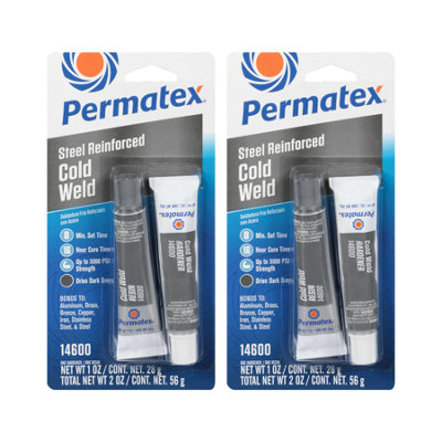 2X Permatex Steel Reinforced Cold Weld Epoxy Resin Hardener Filler Adhesive Glue from B&Q