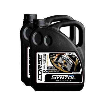 Syntol Corse 4T 10W-50 100% Synthetic Motorcycle Engine Oil Jaso Ma/Ma2 2X4l