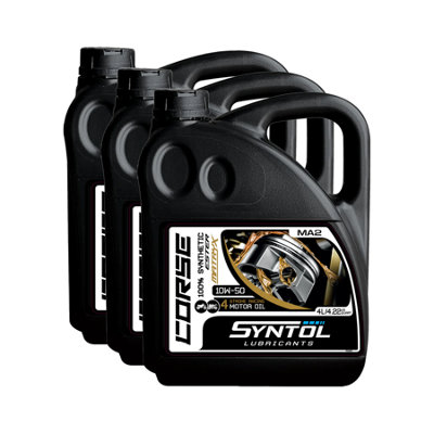 Syntol Corse 4T 10W-50 100% Synthetic Motorcycle Engine Oil Jaso Ma/Ma2 3X4l