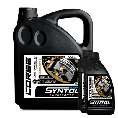 Syntol Corse 4T 10W-60 Fully Synthetic Motorcycle Engine Oil Jaso Ma/Ma2 6L
