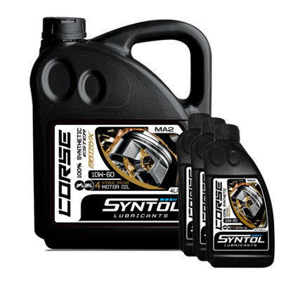 Syntol Corse 4T 10W-60 Fully Synthetic Motorcycle Engine Oil Jaso Ma/Ma2 7L