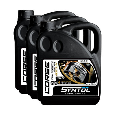Syntol Motorcycle Motorbike Corse 4T 15W-50 Fully Synthetic Oil 3X4l