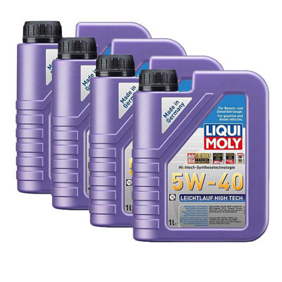 Liqui Moly 5W40 Engine Oil Acea A3/b4 Leichtlauf High Tech Mb229.5 Bmw 4X1L from B&Q