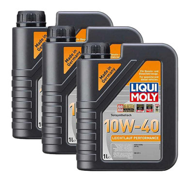 Liqui Moly 10W40 Engine Oil Leichtlauf Performance Acea A3 B3 3X1L from B&Q