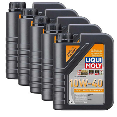 Liqui Moly 10W40 Engine Oil Leichtlauf Performance Acea A3 B3 5X1L from B&Q