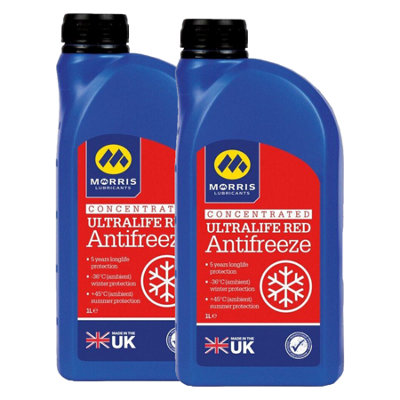 Morris Ultralife Red Antifreeze Coolant G12 Concentrated Longlife Oat Fluid 2X1L