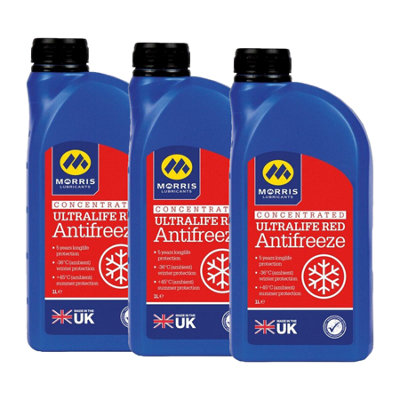 Morris Ultralife Red Antifreeze Coolant G12 Concentrated Longlife Oat Fluid 3X1L