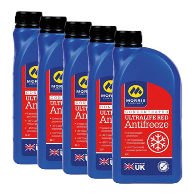 Morris Ultralife Red Antifreeze Coolant G12 Concentrated Longlife Oat Fluid 5X1L