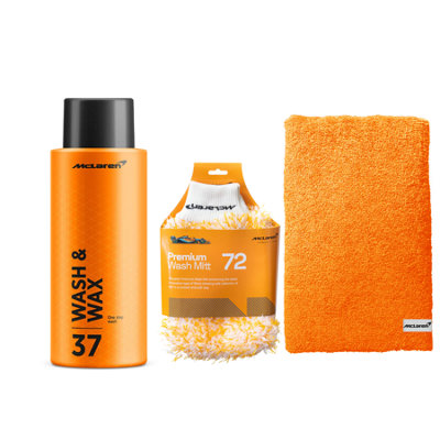 Mclaren Wash & Wax 500Ml + Microfibre Wash Mitt + Luxury Micro Fiber Cloth from B&Q