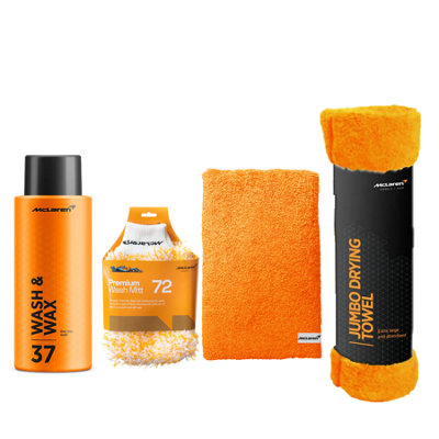 Mclaren Wash & Wax 500Ml+ Wash Mitt+Luxury Micro Fiber Cloth+Jumbo Drying Towel from B&Q