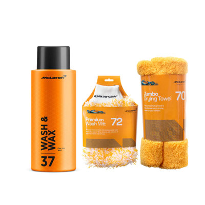 Mclaren Wash & Wax 500Ml + Microfibre Wash Mitt +  Jumbo Drying Towel from B&Q