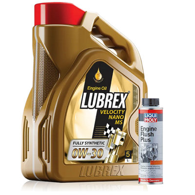 Lubrex 0W30 Fully Synthetic Engine Oil Acea C2,c3 Dexos25L + Engine Flush from B&Q