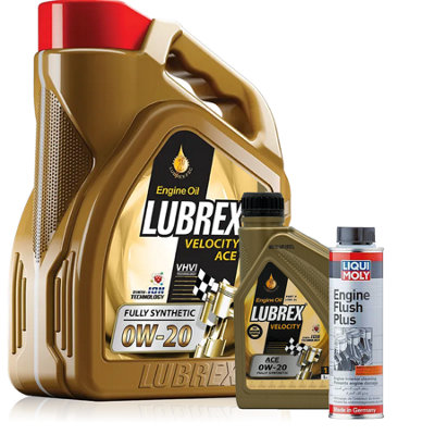 Lubrex 0W-20 Fully Synthetic Engine Oil Ilsac Gf-6A 6L + Engine Flush from B&Q