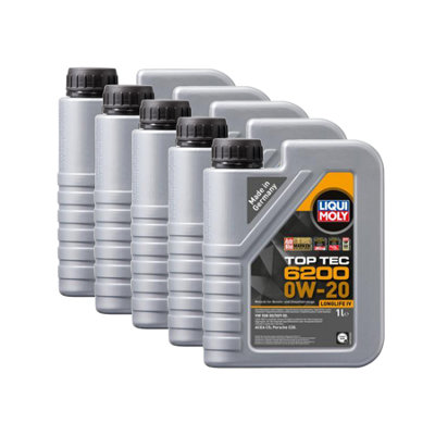Liqui Moly Top Tec 6200 0W-20 Fully Synthetic Engine Oil Acea C5 Vw 508/509 5X1L from B&Q