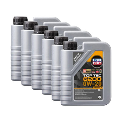 Liqui Moly Top Tec 6200 0W-20 Fully Synthetic Engine Oil Acea C5 Vw 508/509 6X1L from B&Q