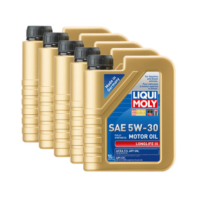 Liqui Moly Longlife Iii 5W30 Fully Synthetic Engine Oil Acea C3 Api Sn 5X1L from B&Q
