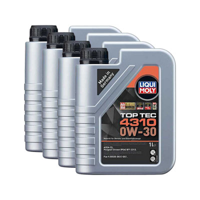 Liqui Moly Top Tec 4310 0W-30 Semi Synthetic Engine Oil Acea C2 4X1L from B&Q