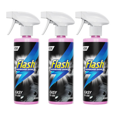 Flash Car Dashboard & Cockpit Cleaner Interior Plastic Shine Spray 3X500Ml from B&Q