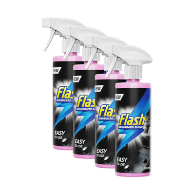 Flash Car Dashboard & Cockpit Cleaner Interior Plastic Shine Spray 4X500Ml from B&Q