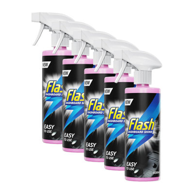 Flash Car Dashboard & Cockpit Cleaner Interior Plastic Shine Spray 5X500Ml from B&Q