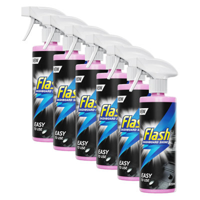 Flash Car Dashboard & Cockpit Cleaner Interior Plastic Shine Spray 6X500Ml from B&Q