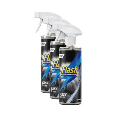 Flash Leather Protector Spray Clean Restore & Protect Car Interiors 3X500Ml from B&Q