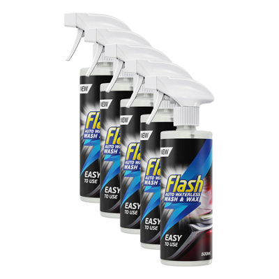 Flash Waterless Wash & Wax Quick & Effective Waterless Car Cleaner Spray 5X500Ml from B&Q