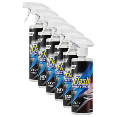 Flash Waterless Wash & Wax Quick & Effective Waterless Car Cleaner Spray 6X500Ml from B&Q