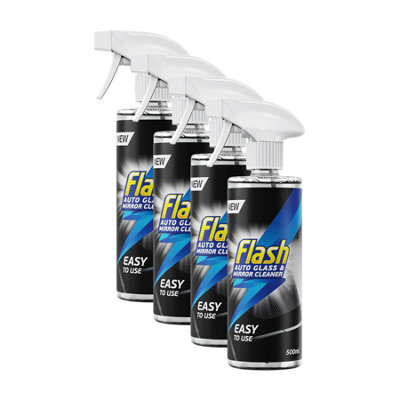 Flash Glass & Mirror Cleaner Streak-Free Shine For Car Windows & Mirrors 4X500Ml from B&Q