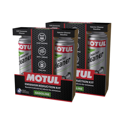 Motul Emission Reduction Kit Petrol Injector & Catalytic Converter Cleaner 2X600Ml from B&Q