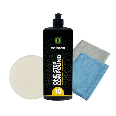 Caiman One Step Compound 1Kg + Hard Pad + Blue & Grey Microfibre Cloths from B&Q