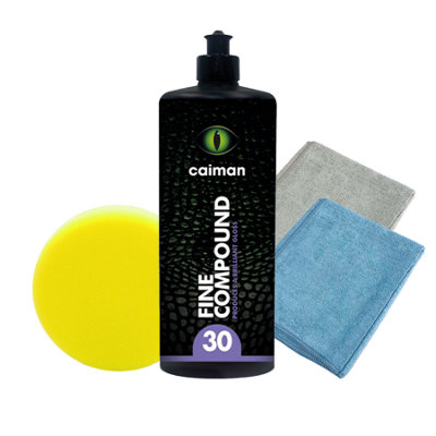 Caiman Fine Compound 1Kg (P4000) + Yellow Medium Pad + Grey & Blue Cloths from B&Q