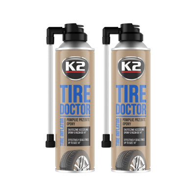 K2 Tire Doctor Inflator Seals Inflates Punctured Tires Tube Wheel Repair 2X400Ml from B&Q