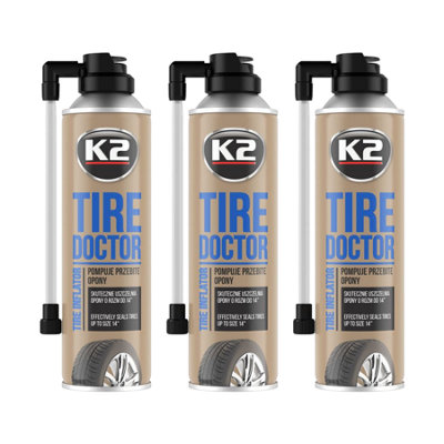 K2 Tire Doctor Inflator Seals Inflates Punctured Tires Tube Wheel Repair 3X400Ml from B&Q