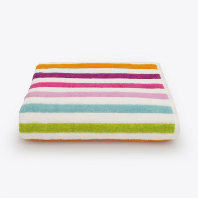 Allure Bath Fashions Cali Multicoloured Striped Bath Sheet Towel from B&Q